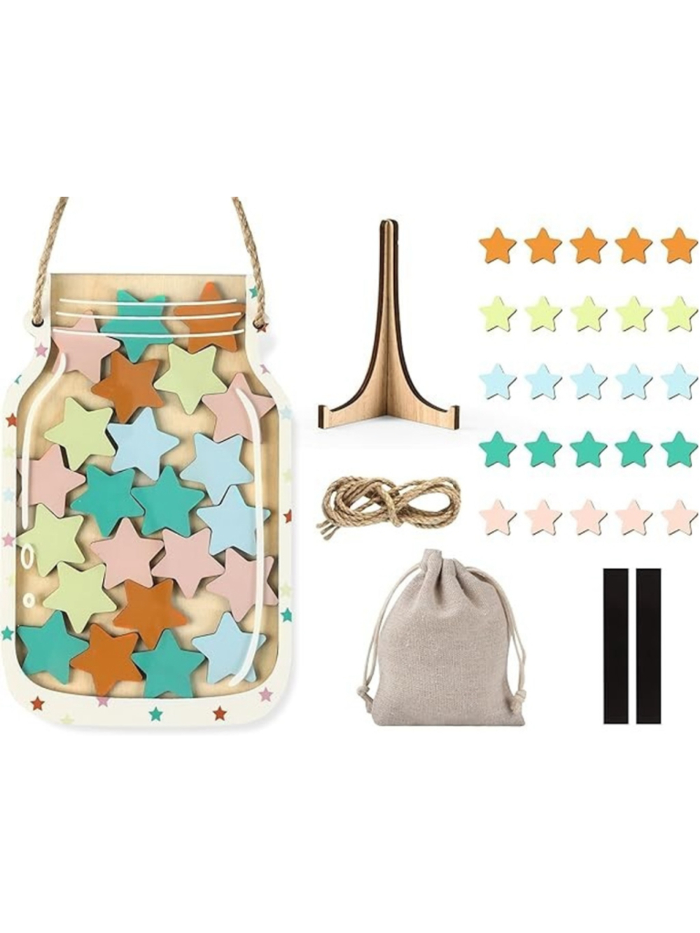 Harvcci Aesthetic Star Magnetic Wooden Stars 9-in Jar Reward